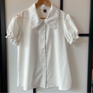 Shein Puffed Sleeve Blouse w/ Lace Trim